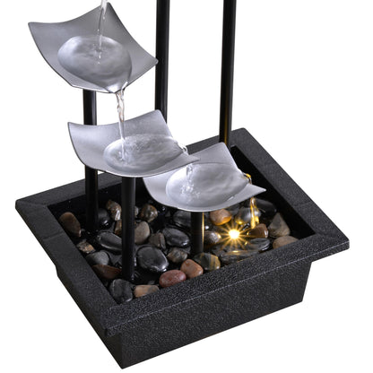 Zeitklang 14" Indoor Tabletop Fountain, 5-Tier Modern Waterfall with LED Light and Natural River Rocks, Home Bedroom and Office Relaxation Decor, Zen Desktop Water Feature for Home & Office Gift