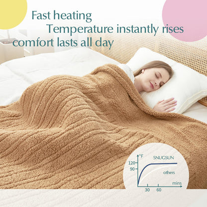 Heated Throw Blanket Double Sided Sherpa, Soft Heating Electric Blanket for Bed, Automatic Safety System, 6 Heating Levels & 4 Hours Auto-Off, 50"x60" Arctic Grey