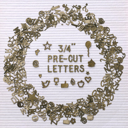 Antique Gold Letters for Letter Board Letters Only, 3/4 inch Message Board Letters for Felt Letter Board Signs (375 pcs) 0.75” Pre Cut Plastic Letterboard Letters Numbers Changeable Menu Board Symbols