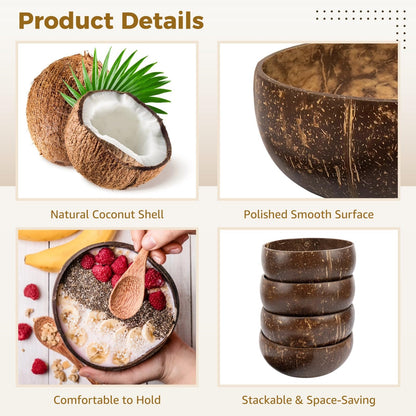 OMISTAR 14 PCS Coconut Shell Bowls, Small Polished Wooden Bowl, Natural Coconut Shell Bowls for Smoothie, Acai, Salad, Snacks, Vegan Presents, Kitchen Decor, Picnic, Theme Party Dining (14PCS)