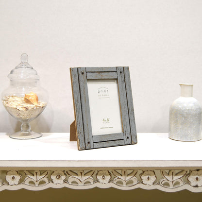 Prinz Homestead 4x6 Picture Frame Gray - Distressed Wood Rustic Coastal Decor Two-Way Easel Wall Mount Tabletop
