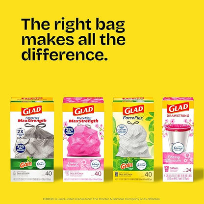 Glad ForceFlex Tall Kitchen Trash Bags, 13 Gallon, Pine-Sol Original