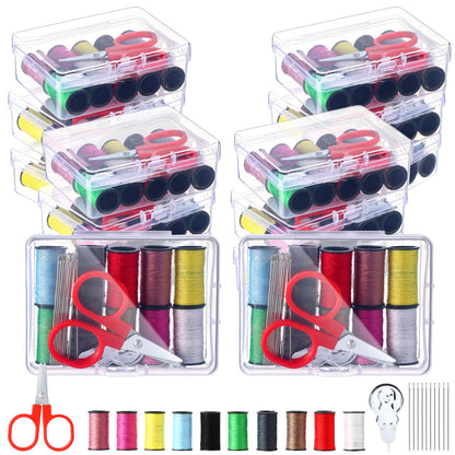 Wavwavw 24 Pcs Mini Travel Sewing Kit Small Sewing Kit Beginner DIY Supplies Needle and Thread with Scissors Hand Needles Threader for Beginner Traveler Hotel Charity Homeless