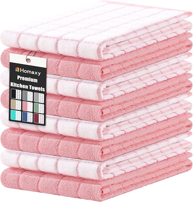 Homaxy Premium Cotton Kitchen Towels 16"x 28", Large Natural Ring Spun 390 GSM