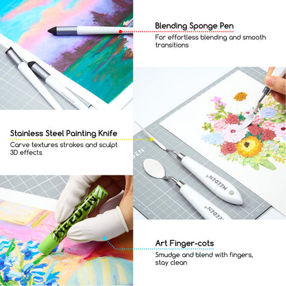 MEEDEN Soft Oil Pastels Set: 102Pcs Oil Pastel Kit with 72 Colors & 6 White Pastel - All in One Oil Crayons with Paper, Palette Knife, Masking Tape - Art Supplies for Artists Beginners Adult Christmas