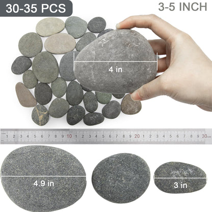 Markdang Rocks for Painting 30-35 Pcs 3-5” Large River Rocks for Paint Rock Natural Flat & Smooth Stones for Painting for Kids & Adult Craft Gift