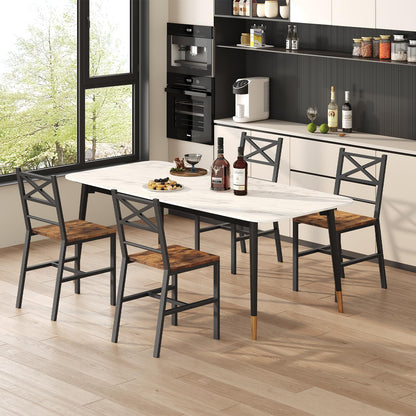 MAHANCRIS Dining Chair Set of 2, Rustic Wooden Kitchen Chairs with Backrest, Farmhouse Dining Chairs for Kitchen, Industrial Style Chair with Metal Frame, Easy Assembly, Rustic Brown TBHR1001