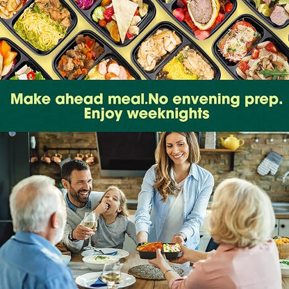 50 Pack 32 oz Sturdy Leakproof 2-Compartment Meal Prep Containers