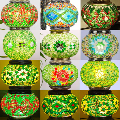 Baquler Turkish Mosaic Lamp Kit DIY Stained Glass Decorative Table Bedside Night Light Tabletop Bohemian Moroccan Lamp Craft Kit for Living Room Decorations(Green)