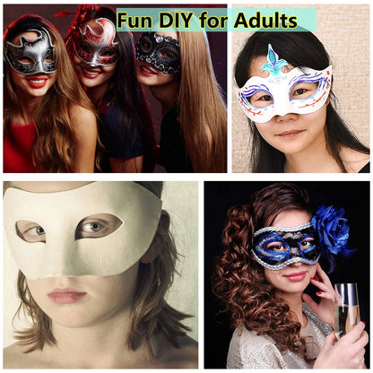 Timtop 14 PCS DIY White Masks Paper Half Face Masquerade Masks Craft Plain Mardi Gras Mask Paintable Blank Halloween Christmas Party Mask