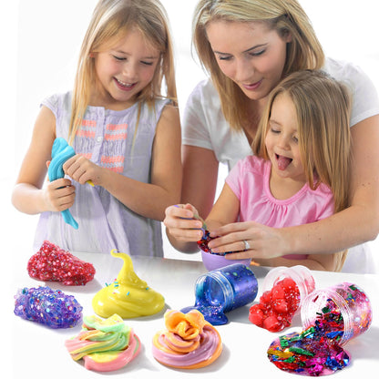 pokujyrt Confetti Slime Kit, Sparkling Slime Making Kit, DIY Craft Set with Clear Glue, Colors, and Decorations, Ages 6+