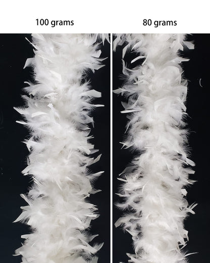 2 Yards 80g Turkey Chandelle Feather Boa for DIY Craft,Party Dancing Dress Up, Halloween Decoration-White