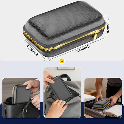 Electronics Travel Organizer with Fireproof Zipper, Hard Case Explosion-Proof Cables Carry Box Compatible with Hard Drive, Fireproof Portable Safe Storage for Power Bank, Phone, Charger, Cord, Black