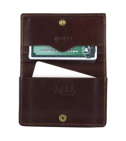 Tony Perotti Italian Leather Business Card Holder for Men and Women - Eco-Friendly Vegetable-Tanned Full Grain Leather Business Card Wallet Made in Italy
