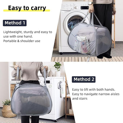 Collapsible Laundry Basket, 90L Foldable Pop Up Laundry Hamper