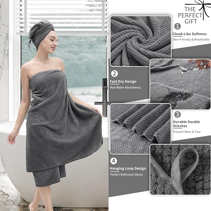 Extra Large Bath Towel Set of 4, Oversized Bath Sheet Super Soft Highly