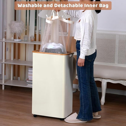Laundry Basket with Wheels, 110L Clothes Hamper