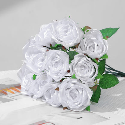 LatinaFlorista 300Pcs Premade Satin Ribbon Rose Petals Half-Finished for Eternal Rose DIY Ramos Forever Flowers Bouquets Everlasting Floral,for Wedding,Anniversary,Birthday (300 Pcs White)