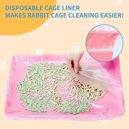50 Pcs Disposable Cage Liners 35.4' X 23.6'' - Clear, Plastic Toilet Film for Bunny, Hamster, Totoro, Hedgehog, Guinea Pig & Small Animal Habitats