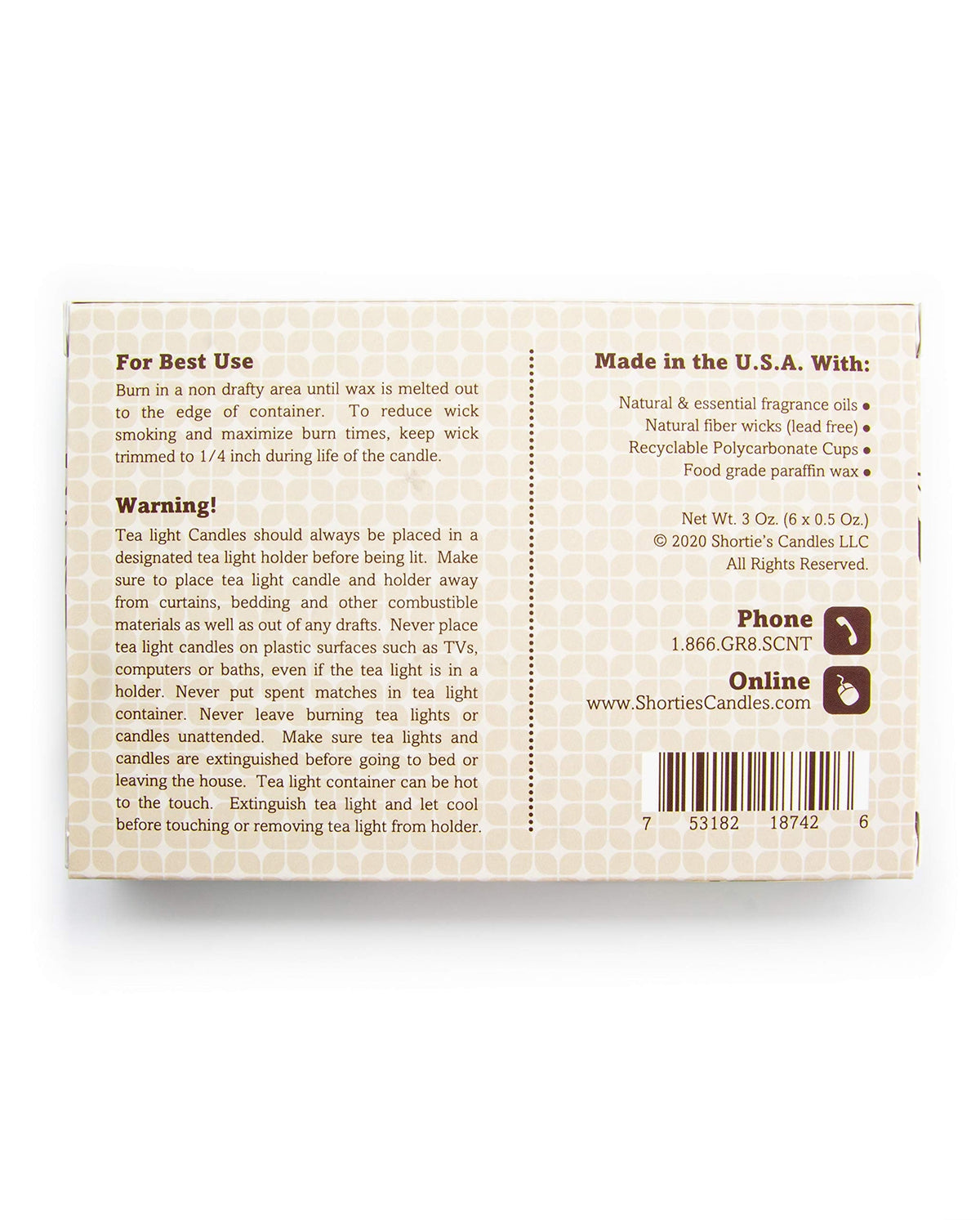 Shorties Candle Company Pure Honeysuckle Tealight Candles - 12 Highly Scented White Tea Lights - Model 45065 - Flower Collection