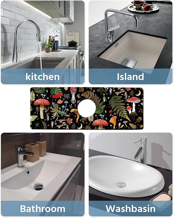 Patterned Sink Faucet Mat Kitchen Splash Guard Super Absorbent Drying Mat