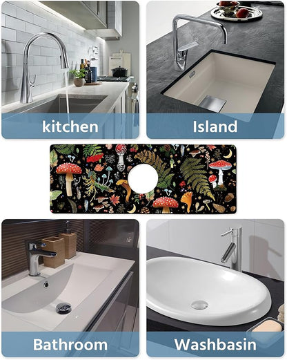 Patterned Sink Faucet Mat Kitchen Splash Guard Super Absorbent Drying Mat