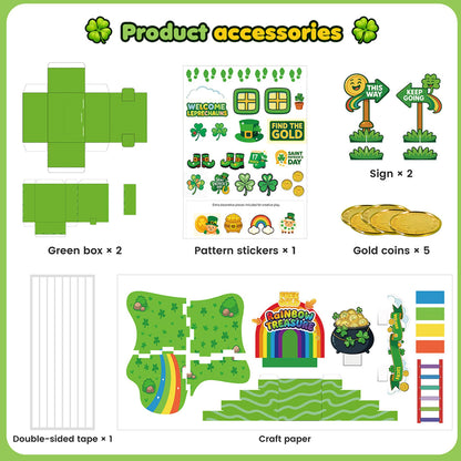 LEKSON St. Patrick’s Day Leprechaun Trap Craft Kit for Kids, Rainbow Treasure DIY Decoration Scene with Path, Signs & Accessories, Classroom & Holiday Activity Set