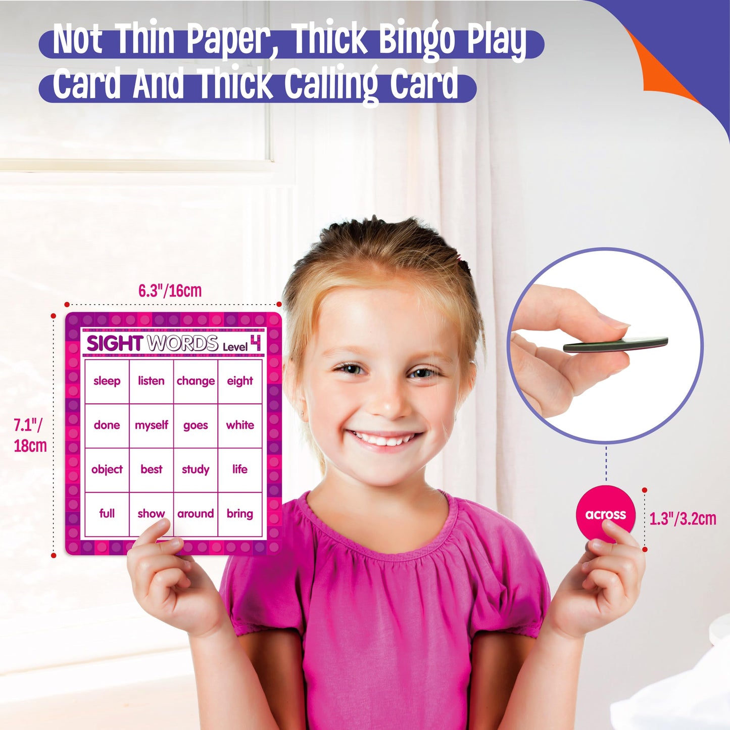 SpriteGru Sight Word Bingo Game, 120 Sight Words Learn to Read Level 3 & Level 4 Bingo Board Game Dolch's & Fry's Words Lists for Kindergarten and Preschool Kids 5+, Perfect for Classroom & At Home