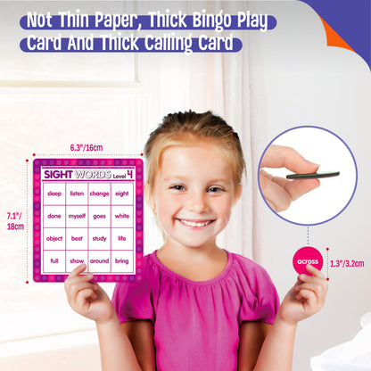 SpriteGru Sight Word Bingo Game, 120 Sight Words Learn to Read Level 3 & Level 4 Bingo Board Game Dolch's & Fry's Words Lists for Kindergarten and Preschool Kids 5+, Perfect for Classroom & At Home