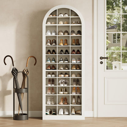LITTLE TREE 12-Tier Shoe Storage Cabinet, Freestanding Tall Entryway Shoe Organizer with 36 Cubbies, 70.9'' Modern Shoe Organizer Shoe Rack Cabinet for Closet, Entryway, Living Room, White