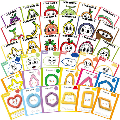 Ireer 36 Pcs Playclay Dough Mats for Kids Activity Card for Clay Back to School Preschool Number Alphabet Animal Shape Learning Activity Games for Classroom Home Educational Supplies