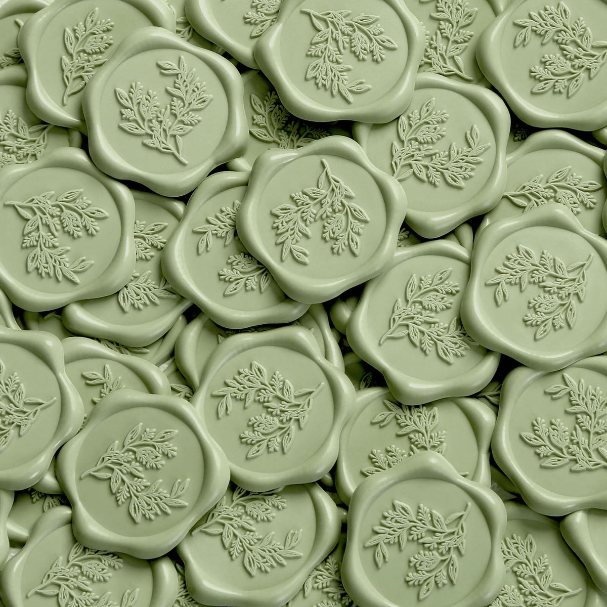 UNIQOOO Wax Seal Stickers - Eucalyptus Wedding Invitation Envelope Seal Stickers, 50 Pcs Self- Adhesive Sage Green Stickers, Perfect for Invitation, Christmas, Gift Wrapping