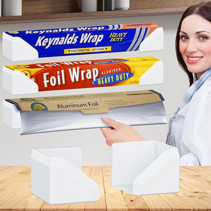 Skywin Adhesive Foil and Plastic Wrap Organizer White, Fits Box Width up to 2.16/55mm Aluminum Foil Organization and Storage – Aluminum Foil Heavy Duty Holder Aluminum Foil Dispense