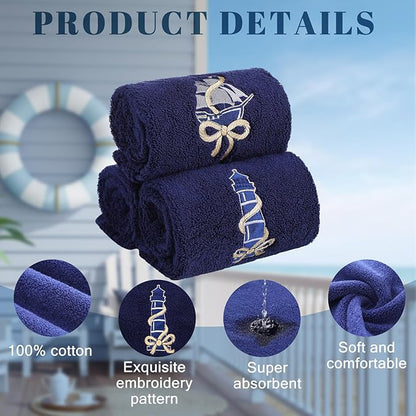3 Pack Coastal Nautical Hand Towels
