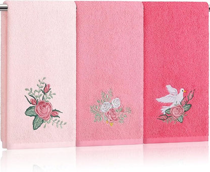 Rose Floral Hand Towels Farmhouse Pink Rose Bathroom Decor 14x29 Inch