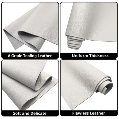 Muse Craft Flawless 12''X11.5'' 4-5oz White Cow Leather Litchi Togo Pieces Square Cowhide Tooling Hide | Import A Grade