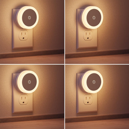 Briignite LED Baby Night Lights Plug into Wall [4Pack], Nightlight with Light Sensors for Kids Room, Bathroom Stair Lights, Hallway Light, Warm White