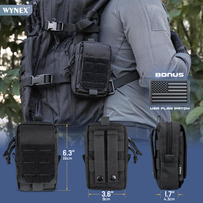 WYNEX Tactical EDC Pouch, Molle Utility Pouches Gadget Organizer Phone Holder Waist Pack Smartphone Pouch Tool Holster Pocket Black