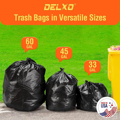 Delxo 30-33 Gallon Trash Bags, Durable & Puncture-Resistant Plastic Bolsas para