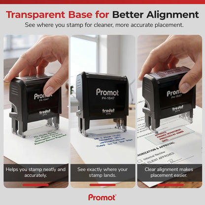 Promot Self Inking Custom Stamp - Up to 4 Lines of Personalized Text, Customized Address Stamp with Easy to Change Ink Cartridge (Medium)