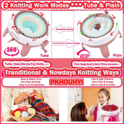 PKYOHYI Sentro Knitting Machine, Sentro 40 Needles Knitting Machine Automatic Circular Weaving Spinning Knitting Loom Machine Kit for Adults and Beginners for Scarf, Hats, Sweater, Kintting Toys