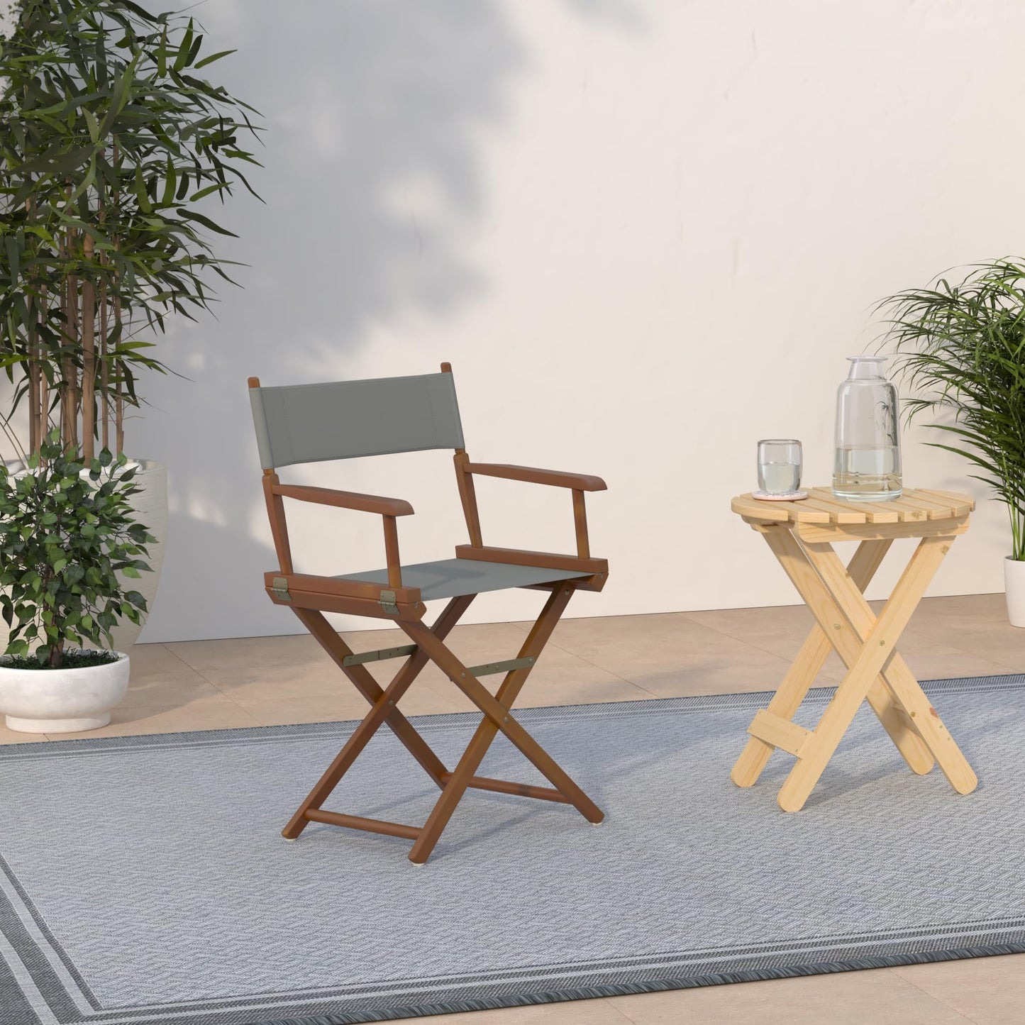 Casual Home 18" Director's Chair Honey Oak Frame with Grey Canvas
