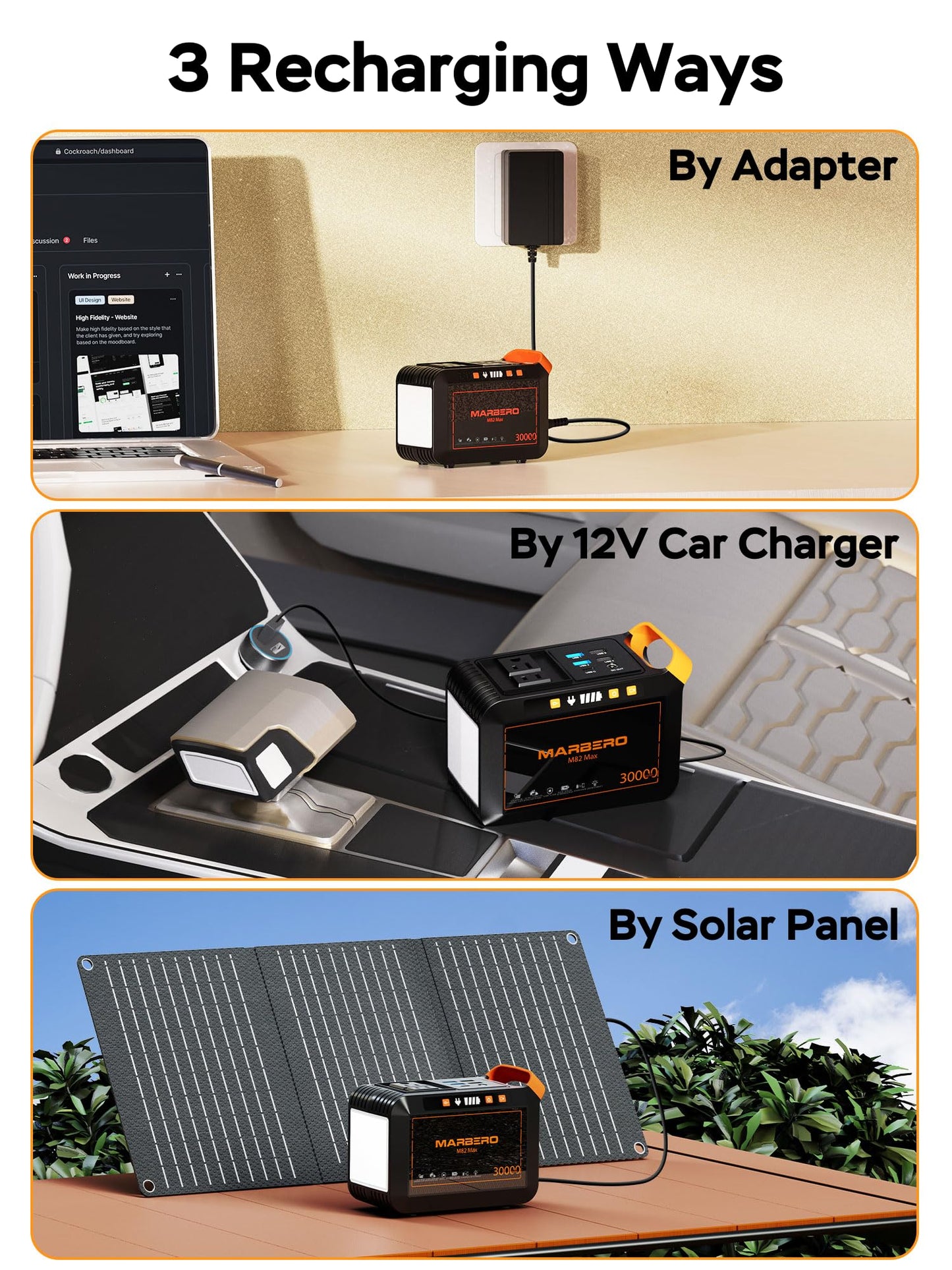 MARBERO 111Wh Solar Generator with Solar Panel Included Portable Power Station 120W with Foldable Panel 30W Set for Camping Outdoor Hiking Fishing Emergency