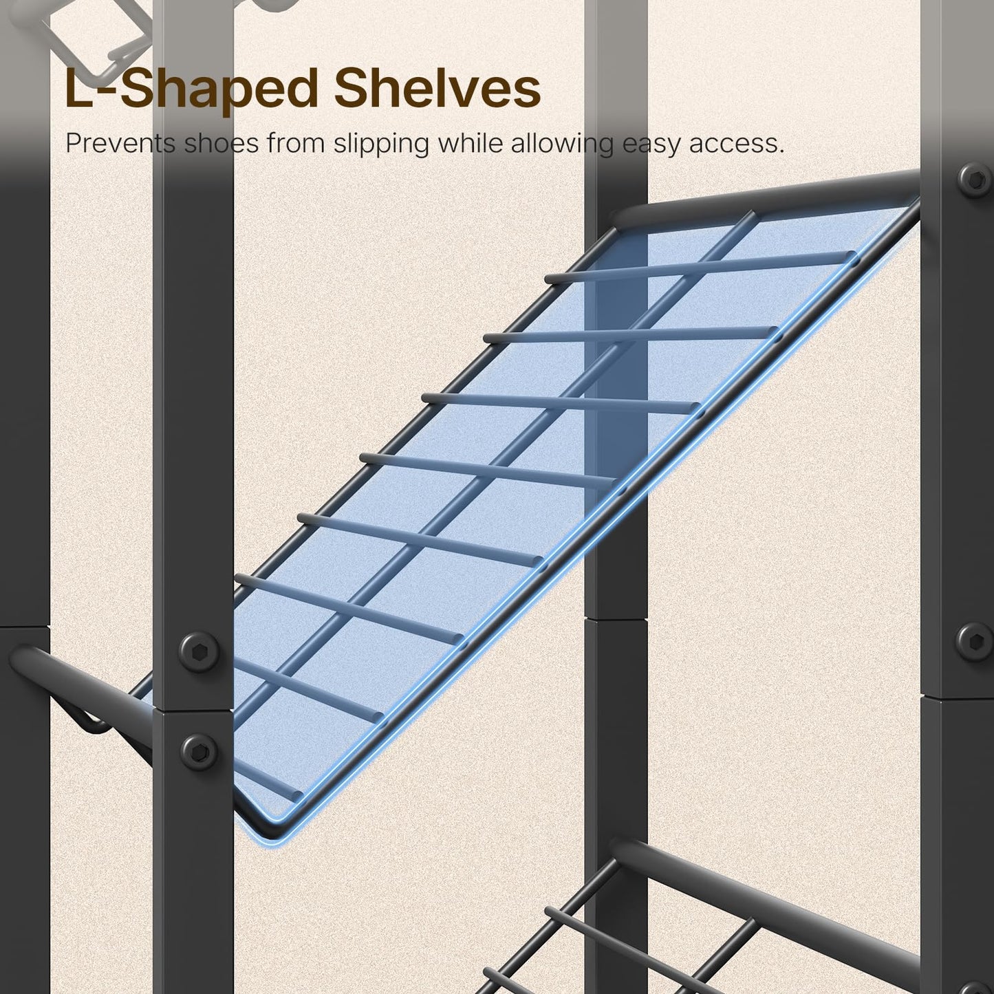 YATINEY 10-Tier Tall Shoe Rack and 8-Tier Tall Shoes Rack, Slim Shoe Organizer for Entryway, Thin Shoe Rack for Closet, Narrow Shoe Storage Shelf with Wooden Panel, Space Saving SS210BR-SS18BR