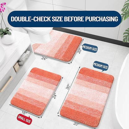 OLANLY Bathroom Rugs Mat 30x20, Extra Soft Absorbent Microfiber Bath Rugs, Rubber Backing, Quick Dry, Machine Washable Bath Mats for Bathroom Floor, Tub and Shower, Home Decor Accessories, Coral