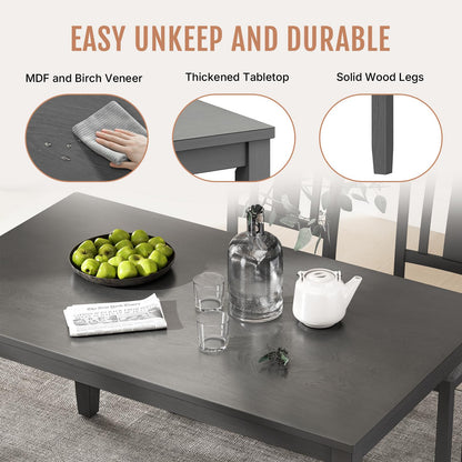 Zevemomo 6-Piece Wooden Dining Table Set, Dining Table Set for 6, Including 1 Dining Table, 4 Upholstered Chairs and 1 Bench, Wooden Legs Dining Table, Table Set for Dining Room & Kitchen, Grey
