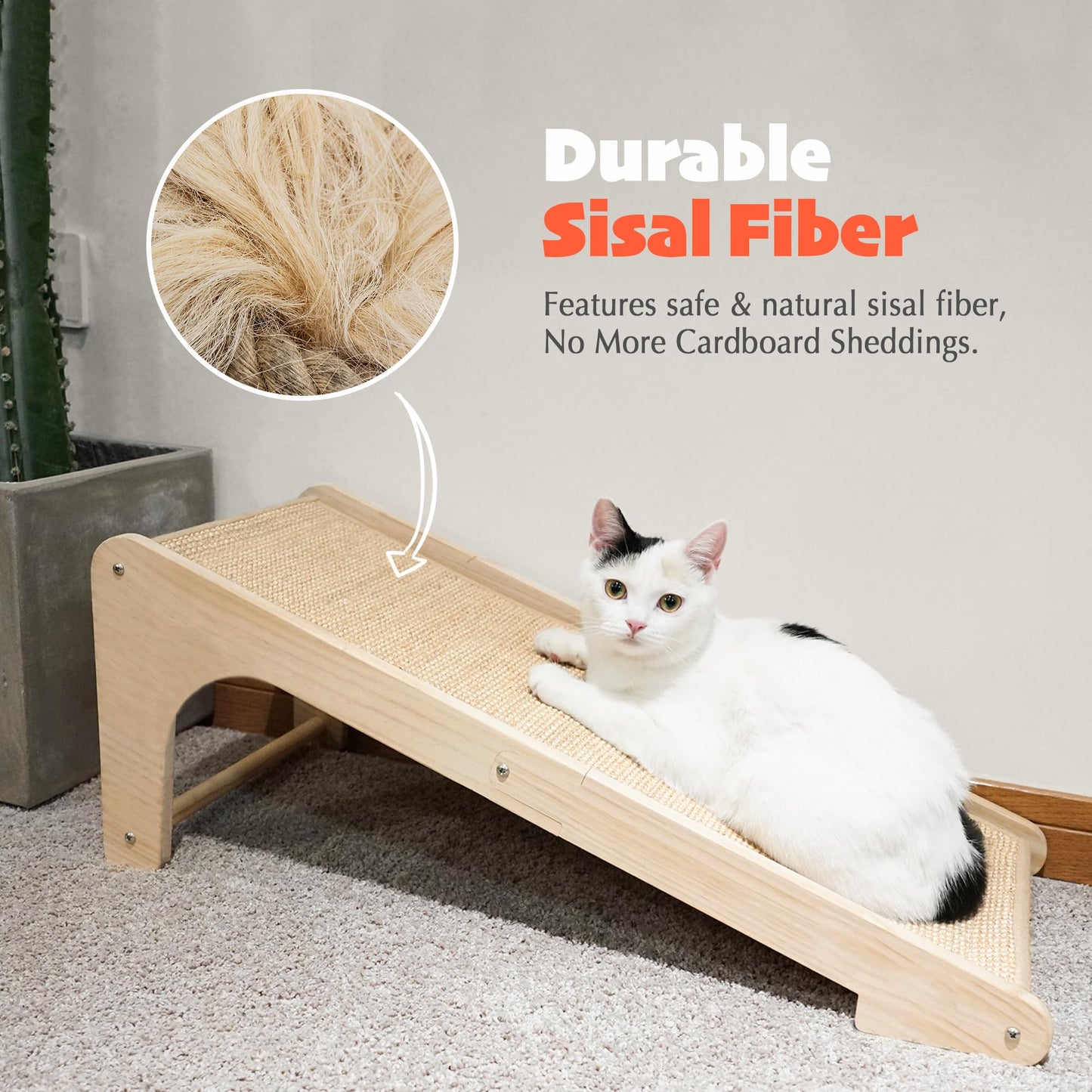 PETKARAY Cat Scratcher, Cat Sisal Scratching Ramp, L Shape Cat Scratch Pad for Indoor Cats, Wall Furniture Protector with Catnip Large