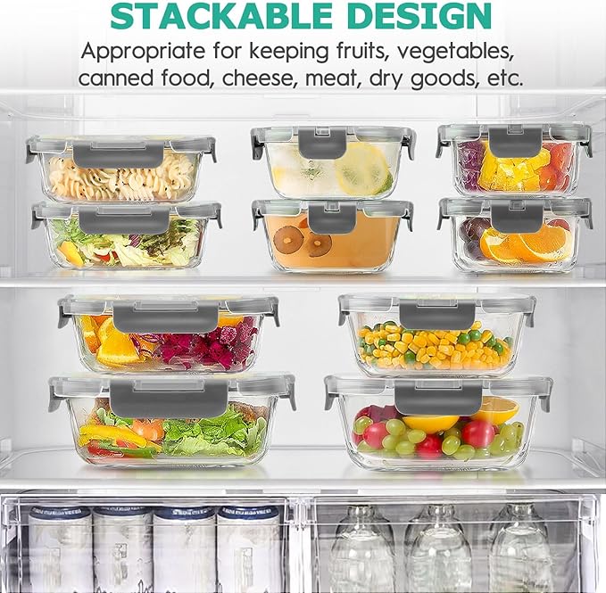 34pcs Glass Food Storage Containers
