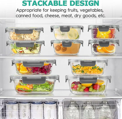 34pcs Glass Food Storage Containers