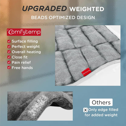 Comfytemp Heating Pad for Back Pain Relief, 22"x33" XXL Weighted Electric Neck Shoulders Heat Pad, 2H Auto-Off, Large Back Heated Wrap, Birthday Gifts for Women Men, Washable, Gray